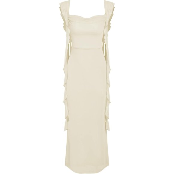 deep plunge maxi dress Miss Elegant Deep Plunge Maxi Dress (Red)